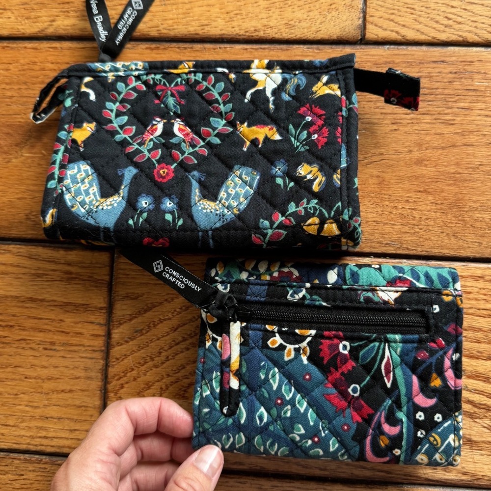 Vera Bradley Wallet & Pouch Set Women OS Black Enchanted Forest Quilted Cotton - Picture 3 of 7